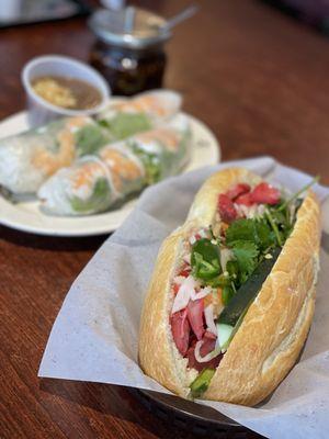 Banh Mi sandwich #4 and Shrimp & Avocado spring rolls