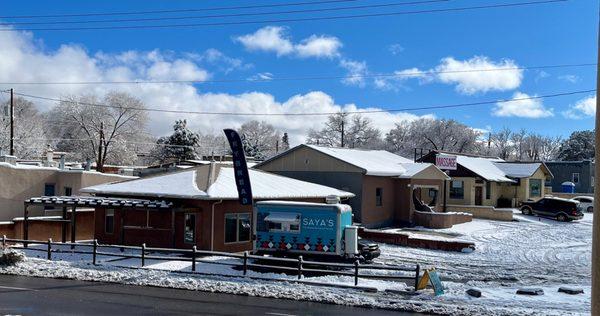 Frybread food truck on a snow day