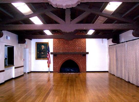 Fireside room, which has a really historical feel to it, seats about 120 and has a small kitchen in it.  Lots of big windows.