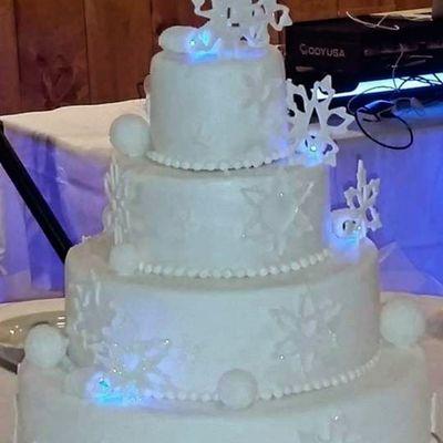 Winter themed wedding cake