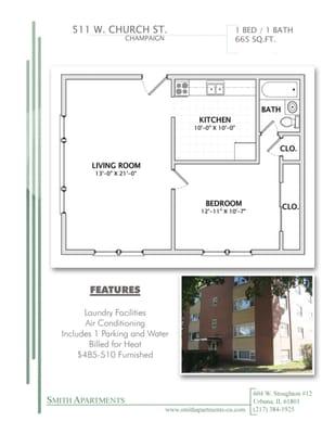 511 W. Church, Champaign, near downtown Champaign, 1 bedroom