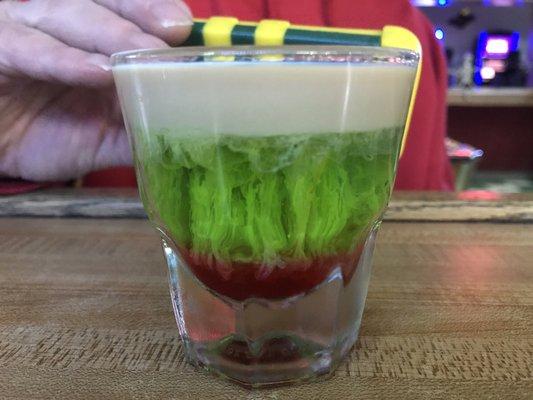 Come in this October for the October special shot. Zombie brain hemorrhage for 5.00 curtesy of your favorite alibi bartenders