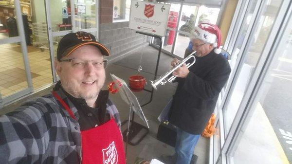 Volunteering time for the Salvation Army.