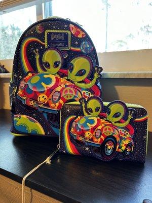 Loungefly x Lisa Frank Zoomer and Zorbit bag and wallet