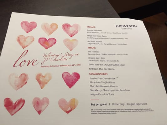 LOVED the Valentine's Day menu!