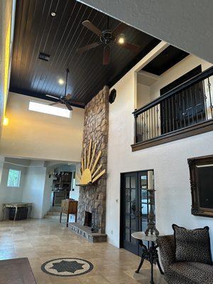 This is my foyer showing the ceiling, railings and doors painted black