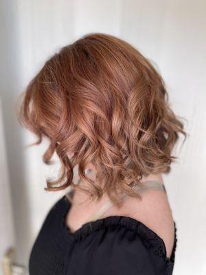 Gorgeous golden copper blonde with a touch of Rose violet