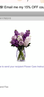 Actual flowers ordered