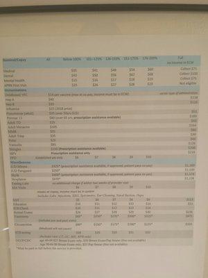 Price sheet