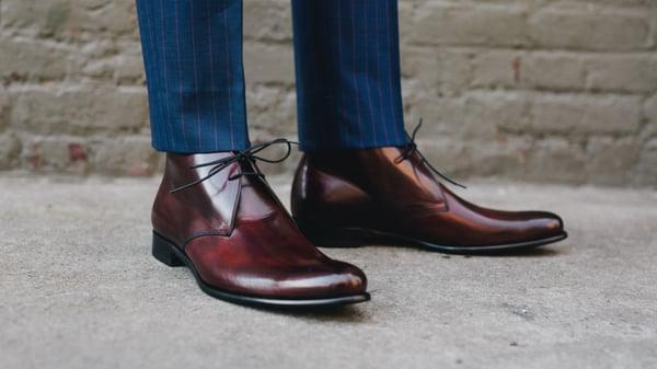 The Newman chukka boot in oxblood.