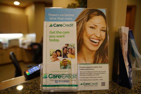 We accept Care Credit. 0% interest available.