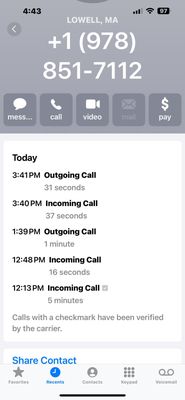 calls screenshot