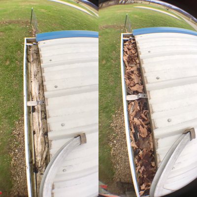 Gutter cleaning, before and after