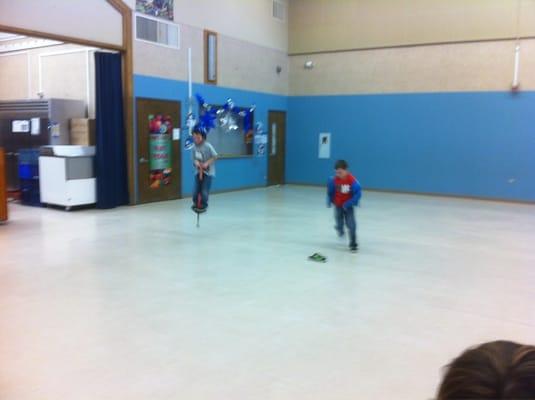 Talent show practice- pogo stick