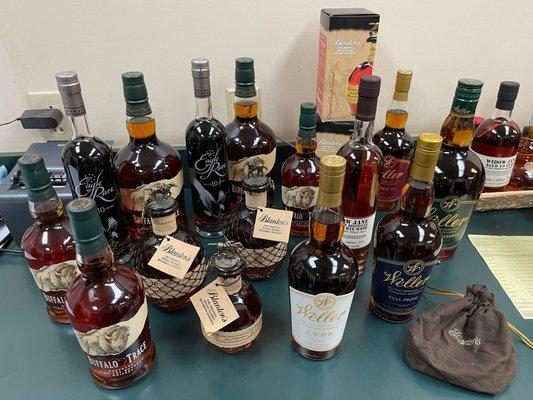 We get lots of Buffalo Trace, Weller, and Blantons, along with lots of other rarities!