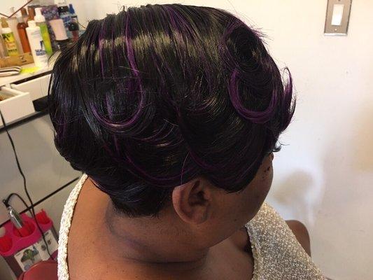 Short Cut with Purple Highlights