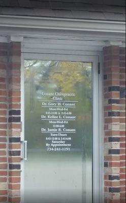 Conant Chiropractic Clinic hours