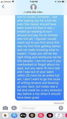 The rest of that text message... that she NEVER responded to