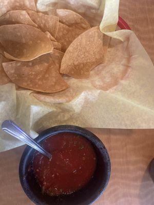 Salsa and Tortilla chips.