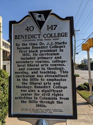 Benedict College Historical Marker, Columbia SC