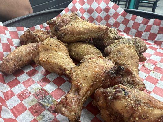 Smoked and Fried Dry Dusted Garlic Parm Wings