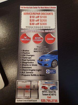 Coupon flyer - Ask for Edgar!