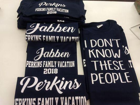 Custom family vacation t-shirts. If you can think it up we can print it up!