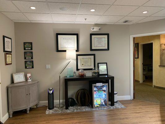 Front lobby with mini fridge and snacks