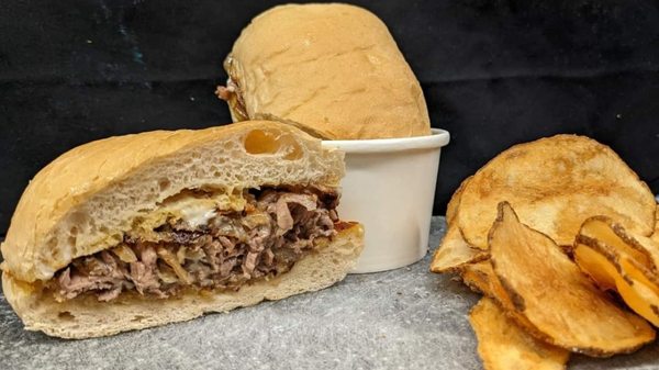 French dip! With rosemary and garlic aus jus!