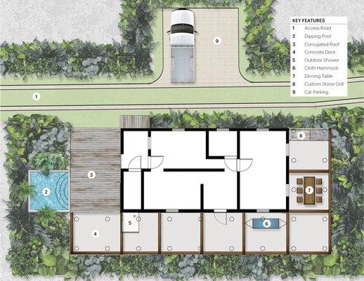 Jibaritos House landscape plan rendering.