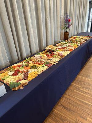 Grazing table for 100 guests - the vase of flowers was leftover from the florist at the wedding, not the GBB staff. No cleanup.