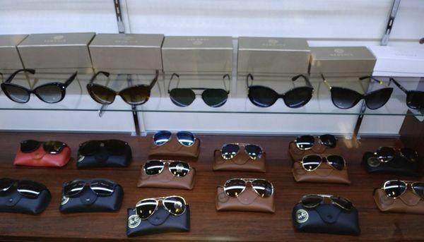 A few of the many glasses we have set out on display for our customers-