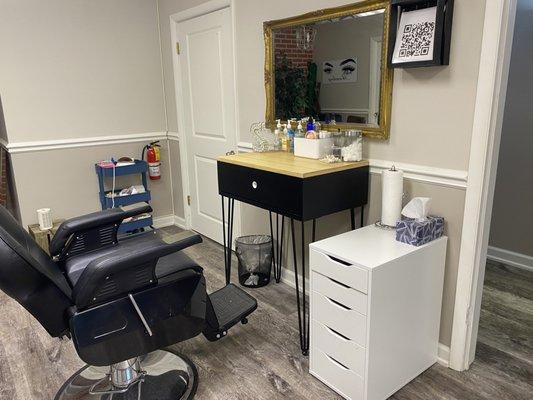 This is our eyebrow waxing threading, and tinting station!