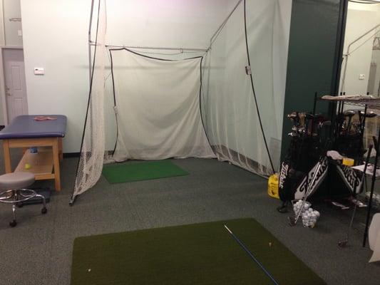 We use our indoor hitting net for golf swing assessments and K-Vest training