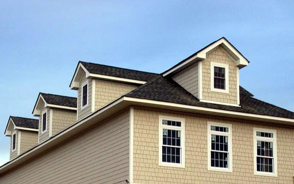 Hardie shake 4' panel (Close-up) with Hardie trim, "Cobblestone" - West Hills Country Club - Middletown, NY