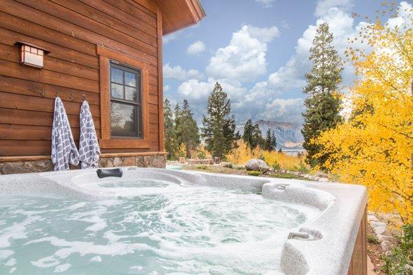 Soak in the hot tub after a long day on the trails.