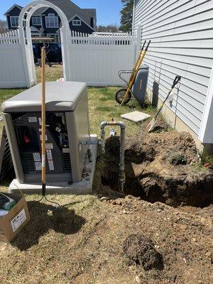 Gas line for a backup generator