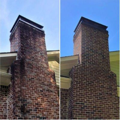 Side by side comparison from a chimney we cleaned in Concord, North Carolina!