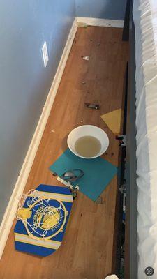 Rain water dripped onto child's bed while he was sleeping at night