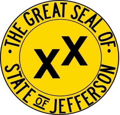 proposed state seal representing a gold pan and the "double-crossed" motif