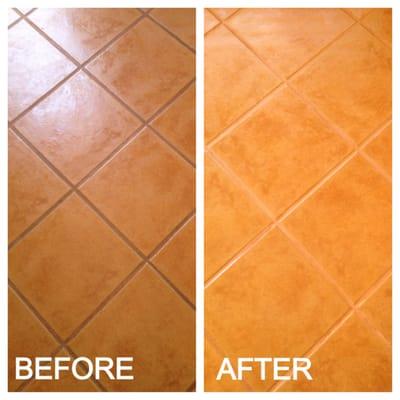 A great before and after for tile & grout cleaning!