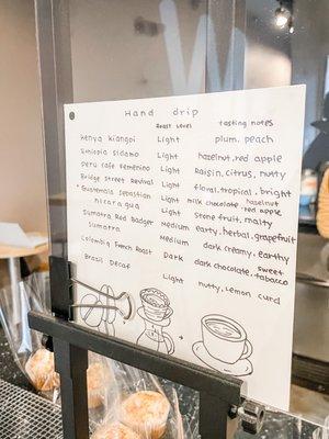 Descriptions of drip coffee