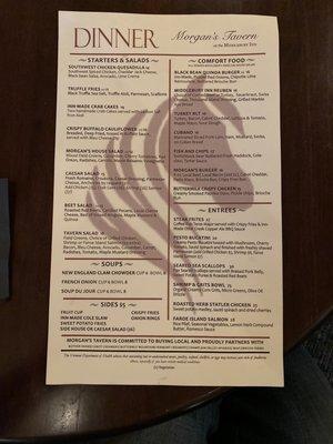 Dinner menu 2022-03-19