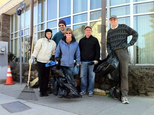 Volunteers for Roslindale Village clean-up organized by yours truly!