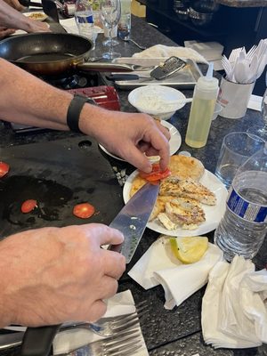 cutting garnish for fish