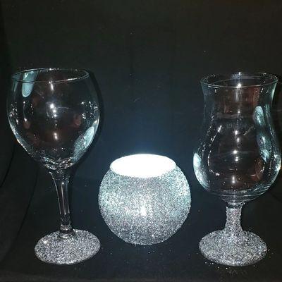 Glitter drinkwear and candle holder