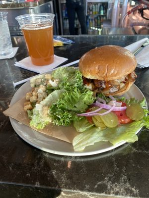 Wildcard Burger with Caesar Salad, Hazy Way IPA.