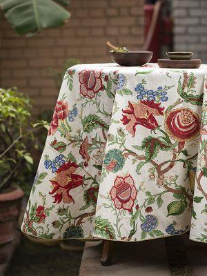 Sequoia Cream Round Tablecloth, 100% Cotton