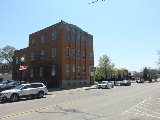 Historic Downers Grove building with Pilates, Yoga (Yoga Among Friends) and Massage on the 2nd and 3rd Floors.