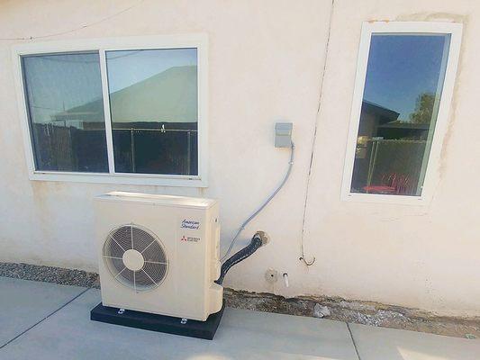 Mitsubishi mini split install- outdoor unit